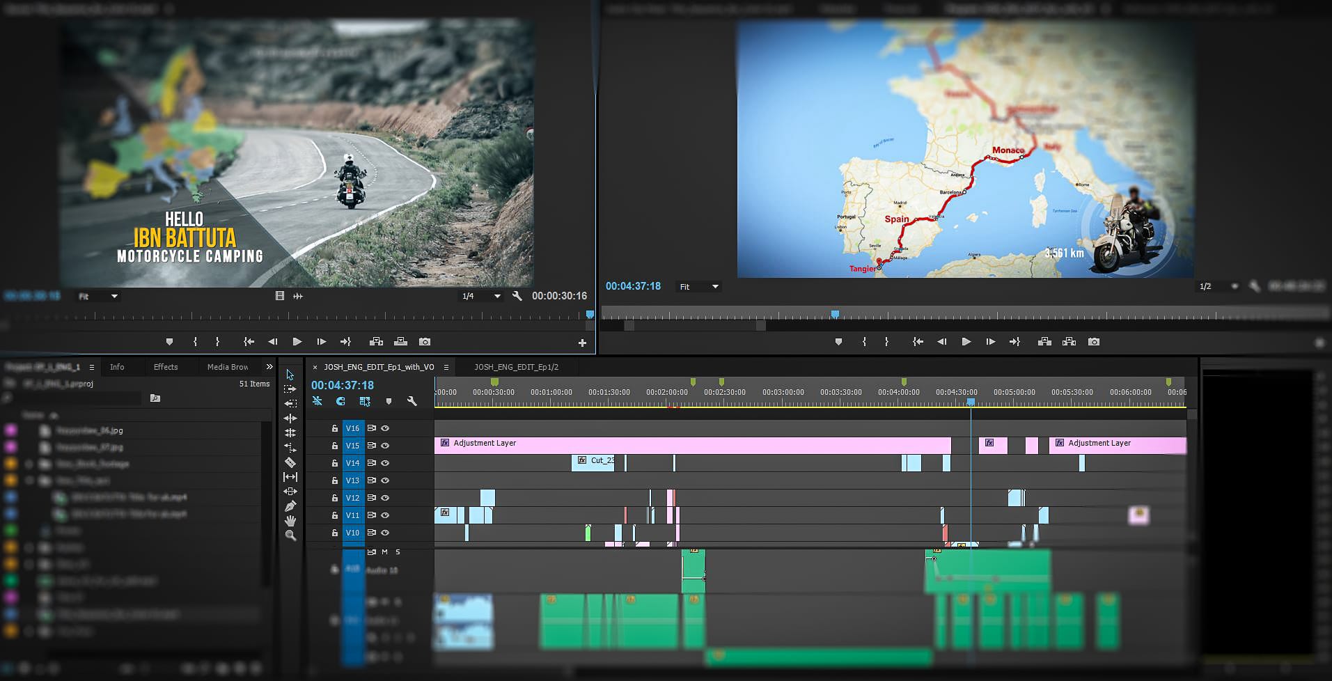 Editing of Broadcast Travel Documentary at IQ Studios.